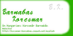 barnabas korcsmar business card