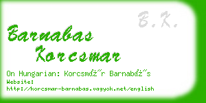 barnabas korcsmar business card